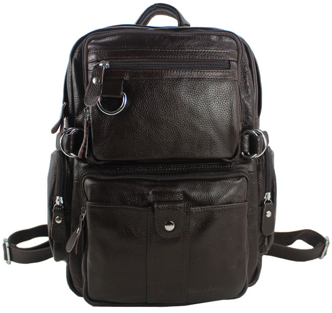 

Genuine Leather Men's knapsack School Female backpack Male bag Black Brown