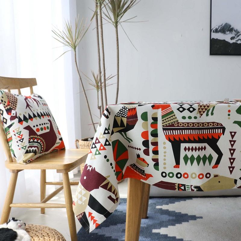 

Table Cloth Cartoon Tablecloth 100% Cotton Printed Europe Tablecloths Cover For Home Dining,Party 140x140cm, Multi