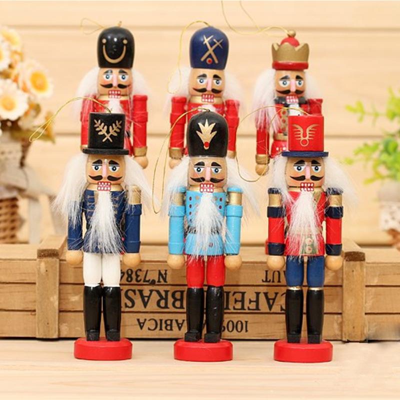 

9pcs Wooden Nutcracker Soldier Christmas Tree Hanging Decor Nutcracker Puppet Xmas Wooden Pendants For New Year Home Ornaments