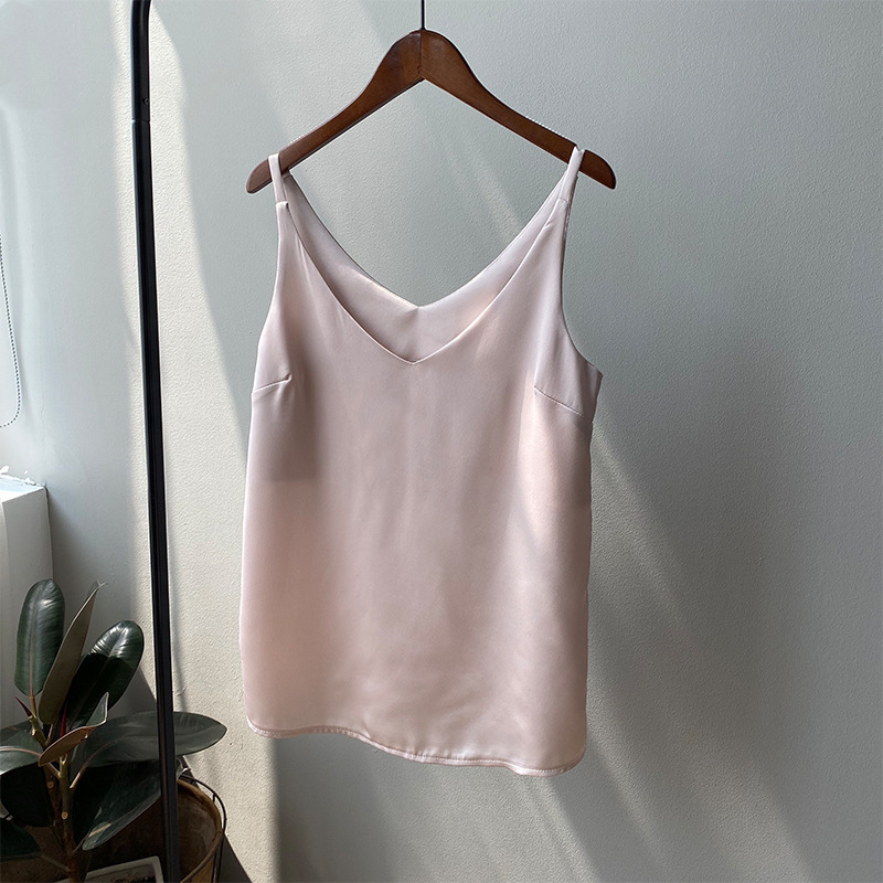 

2021 New Satin Bottoming with a Beautiful Camisole Sexy Vest Sleeveless Women Top Female Camis Wrni, Light blue