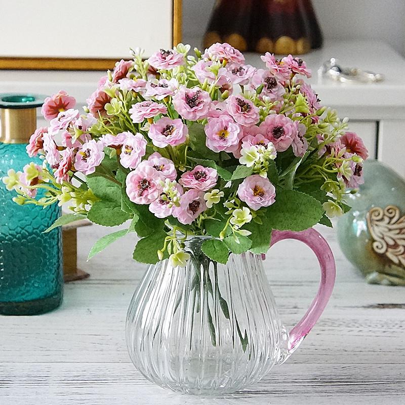 

6 fork 15 head Simulation feili rose home table decoration artificial flowers Wedding holding bouquet Photo props birthday gift, White