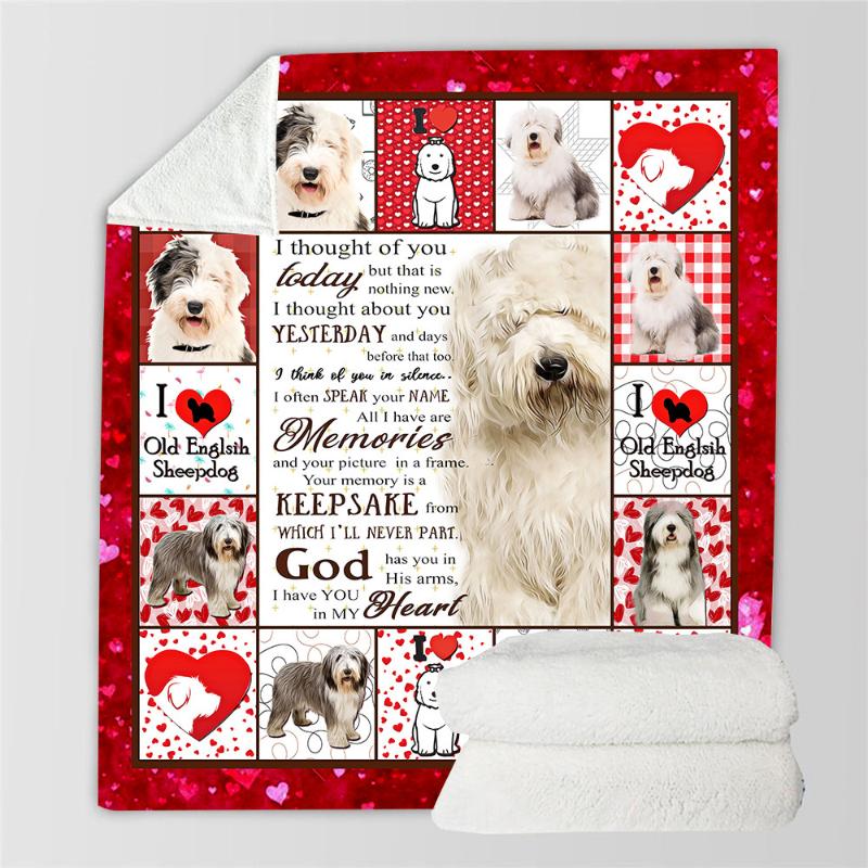 

Blankets Englsih Sheepdog 3D Printed Fleece Blanket For Beds Hiking Picnic Thick Fashionable Bedspread Christmas Sherpa Throw