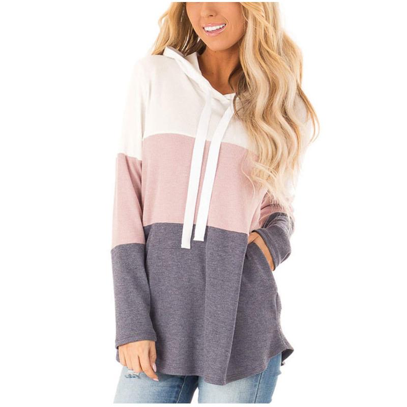 

Solid Color Splicing Oversized Hoodie Women Long Sleeve Pocket Sweatshirt Drawstring Pullover Tops Streetwear Hoody Sudaderas, Black