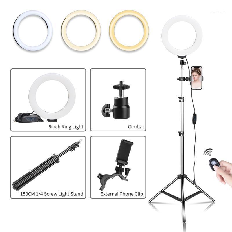 

6inch LED Selfie Ring Light with Tripod Stand USB Plug Ring Lamp for Live Photographic Lighting Studio1