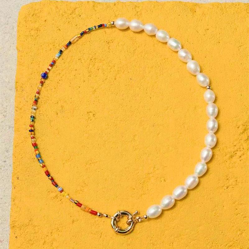 

2020 New Freshwater Pearls Paired With Mizhu Necklace Bracelet Set Female Gifts Hot Selling Bohemian Wind