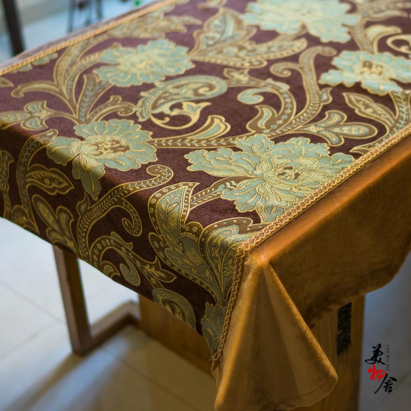 

Table Cloth Retro Orchid European Embroidery Wedding Room Sofa Home Hotel Bedding Villa Decoration Cushion Dresser Runner Cover, Chocolate