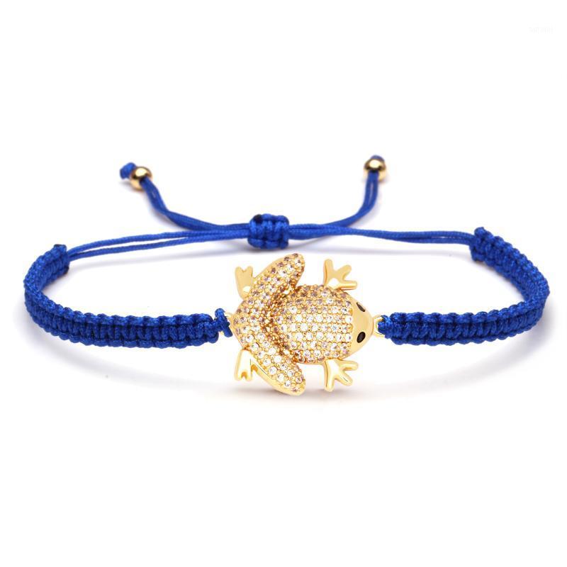 

White Cubic Zirconia Copper Frog Charm Bracelet Women Girl Cute Creative Animal CZ Ranidae Red Black Pink Blue Macrame Jewelry1