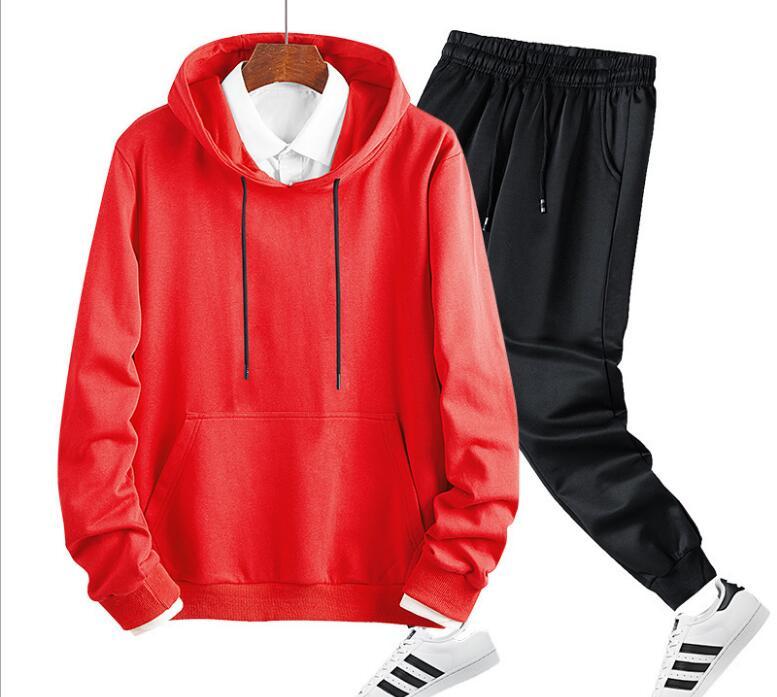 

2021 New Fashion Men's Sets Street Men Hoodies Suit Comfortable Male Tracksuit W9YD, Red
