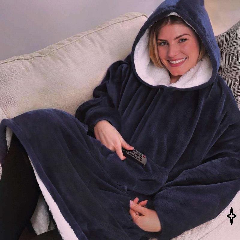 

New super warm wool blanket with sleeve TV hooded pocket lazy blanket warm and comfortable hoodie bathrobe sweatshirt pullover