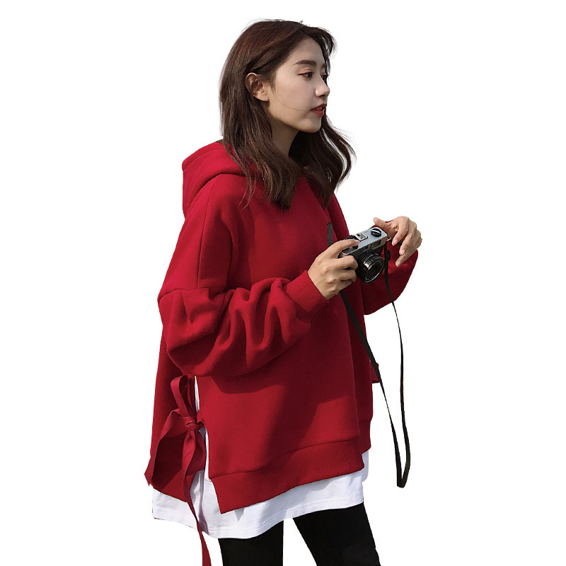 

2021 New Korean version hoodie fake sleeve two slacker jacket fashion spring and autumn female office wear top CKS4, Rhodo.