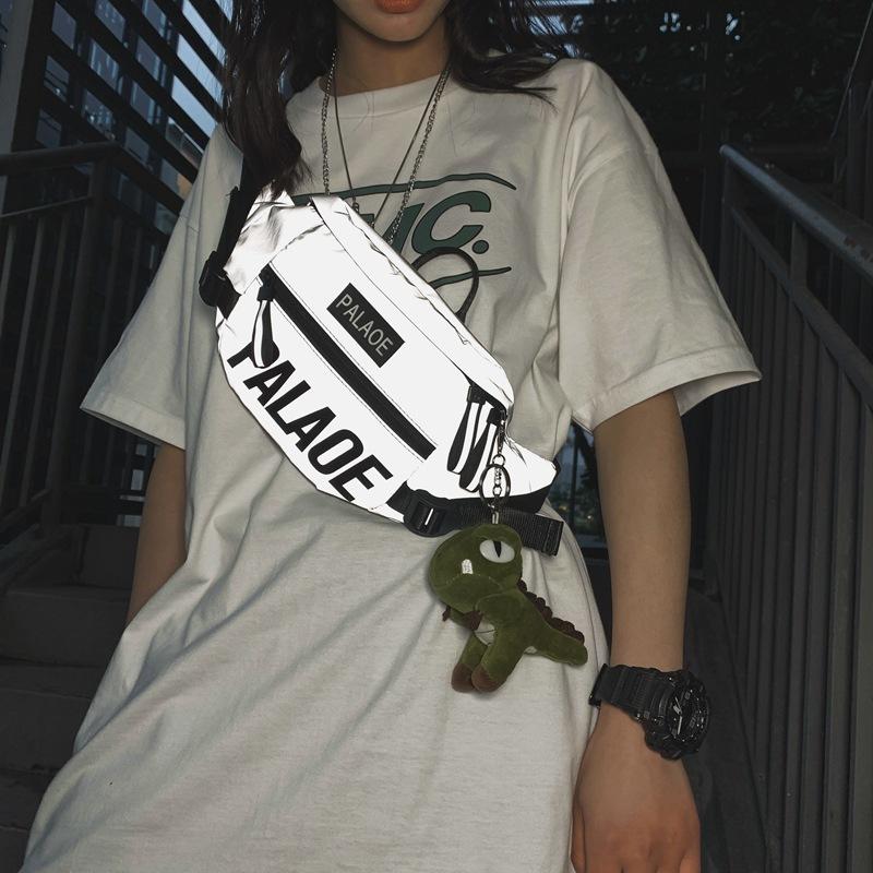 

Reflective One Shoulder Crossbody Bag Sports Women's and Men's Chest Bags Hip-hop Personality Student Purses and Handbags, Black