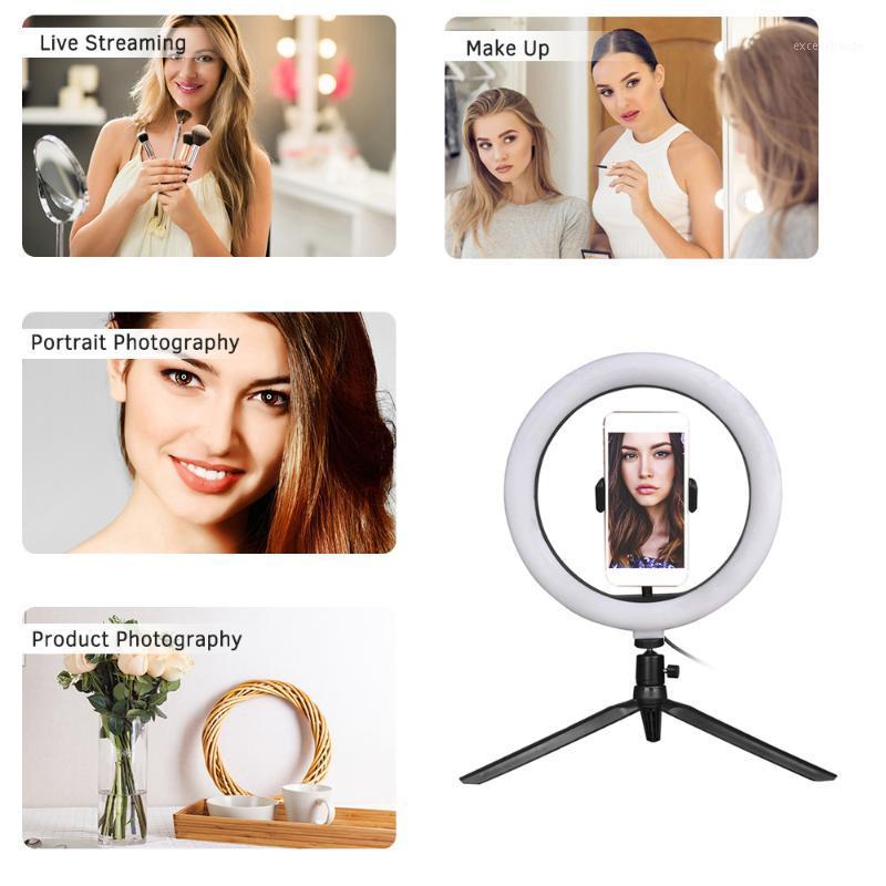 

10" Dimmable LED Selfie Round Light Ringlight Brightness Adjustable Lamp for Live Broadcast Selfie Photography Video with Tripod1
