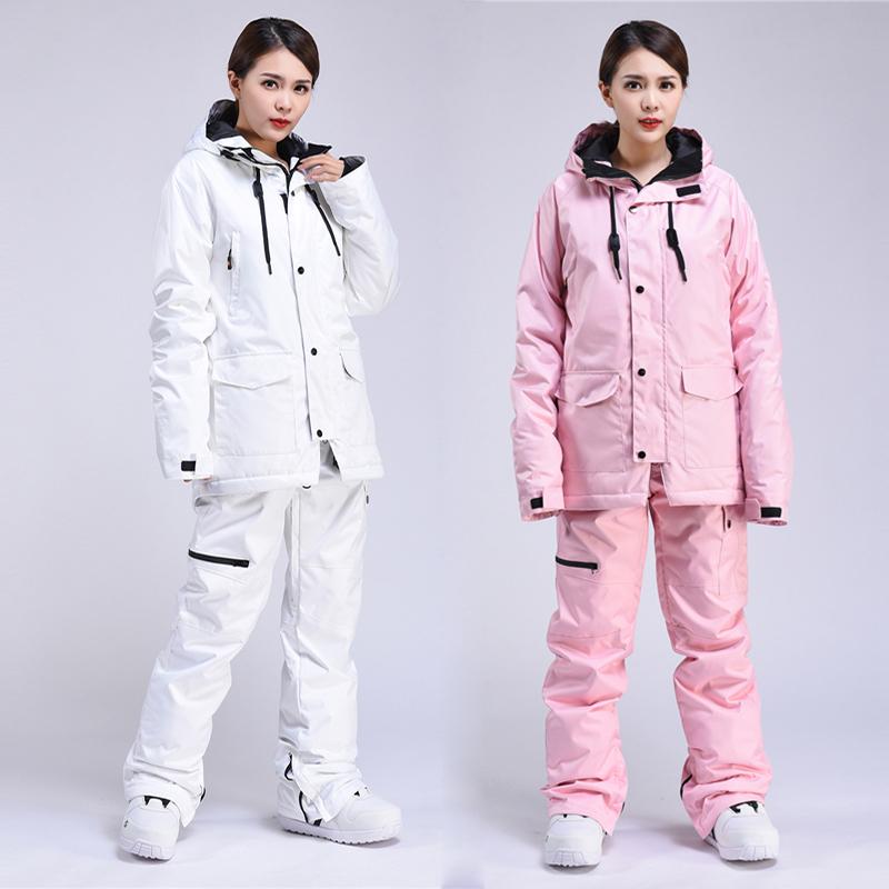 

Women Ski Suit Windproof Waterproof Ski Jacket+pants Female Skiing Snowboard Suits Women's Winter Sports Warm Breathable Set, Pants 02