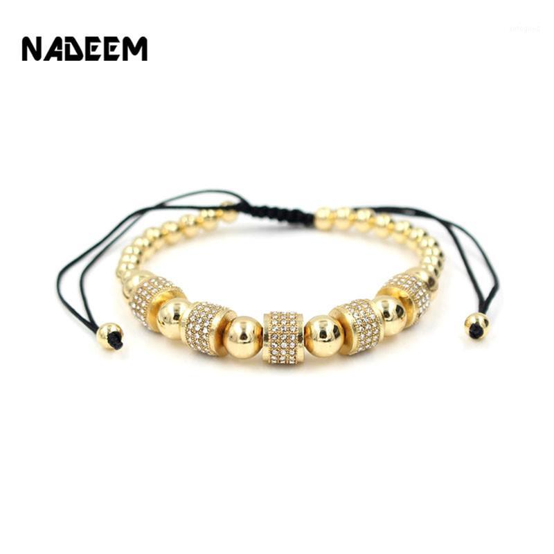

Charm Bracelets Whole SaleNADEEM Gold-Color Full Crystal Anil Arjandas Fashion Bracelet Pave Setting Czech Bead Weave Men Macrame Bracelet1