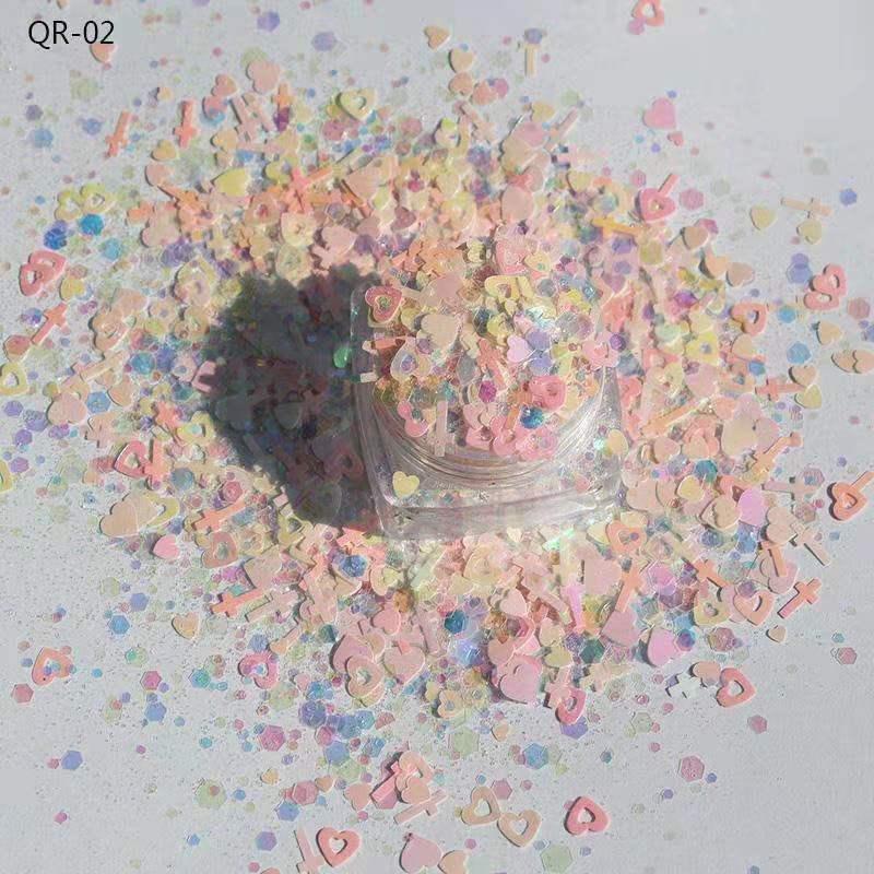 

50g Mixed Glitter Nail Sequins Powder Cosmetic Valentine's Day Chunky Body Colorful Love Heart Craft Glitter For Nail Face
