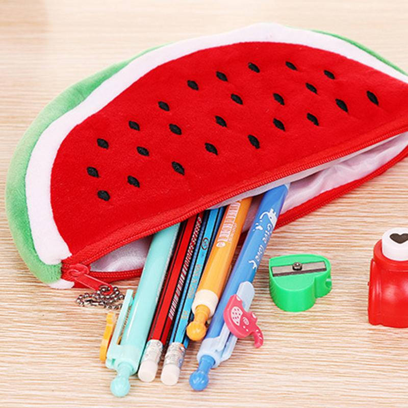 

1Pcs Cartoon Plush PencilsBags Kawaii Girl Pencil Case Durable Large Capacity School Supplies Stationery High Quality, Red