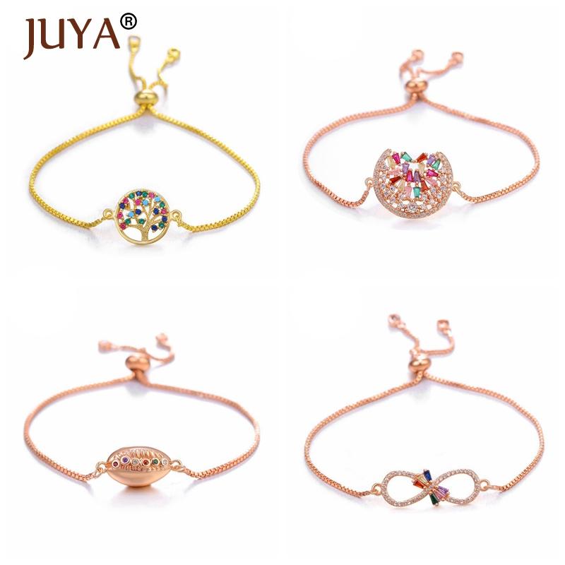 

JUYA New Luxurious Tree of Life Infinity Rainbow Bracelets Adjustable Chain Trendy Simple Jewelry for women