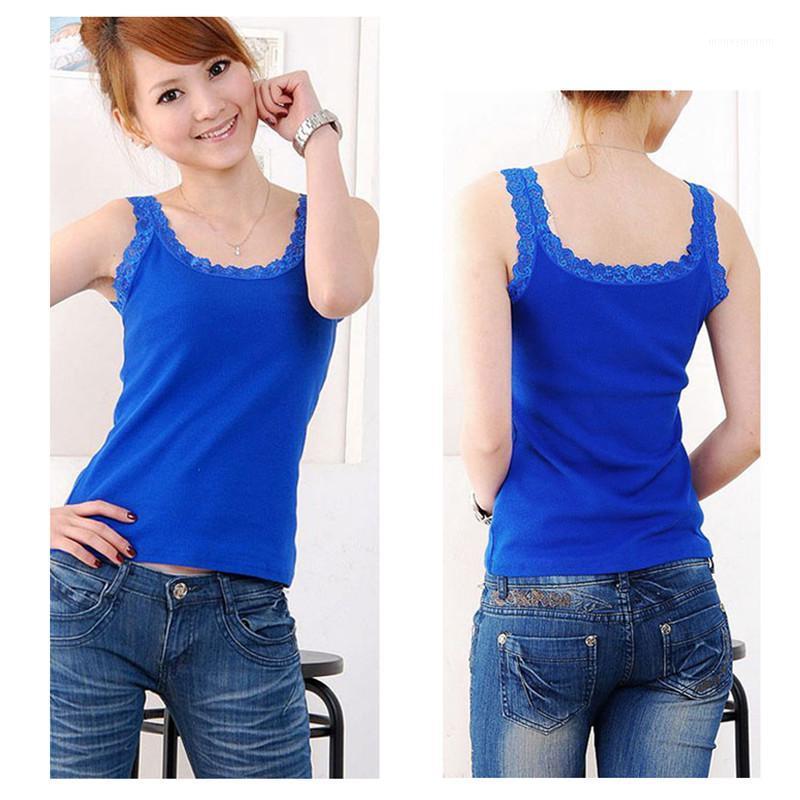 

Black Tops Summer Sleeveless Women Tank Top With Lace Top Red Inside Wear Lace Camisoles Loose Underwear Womens Clothing Vest1, Blue