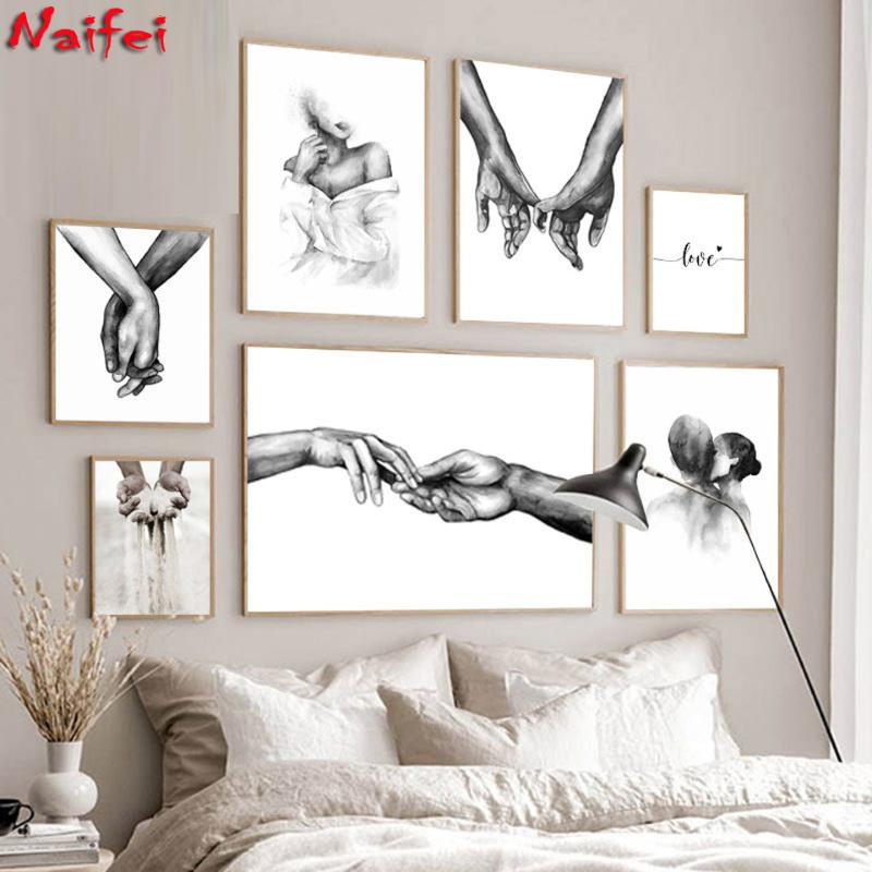 

Black White Romantic Hand In Hand diamond Painting Love Diamond embroidery Fashion Picture Couples Lovers Room Decor