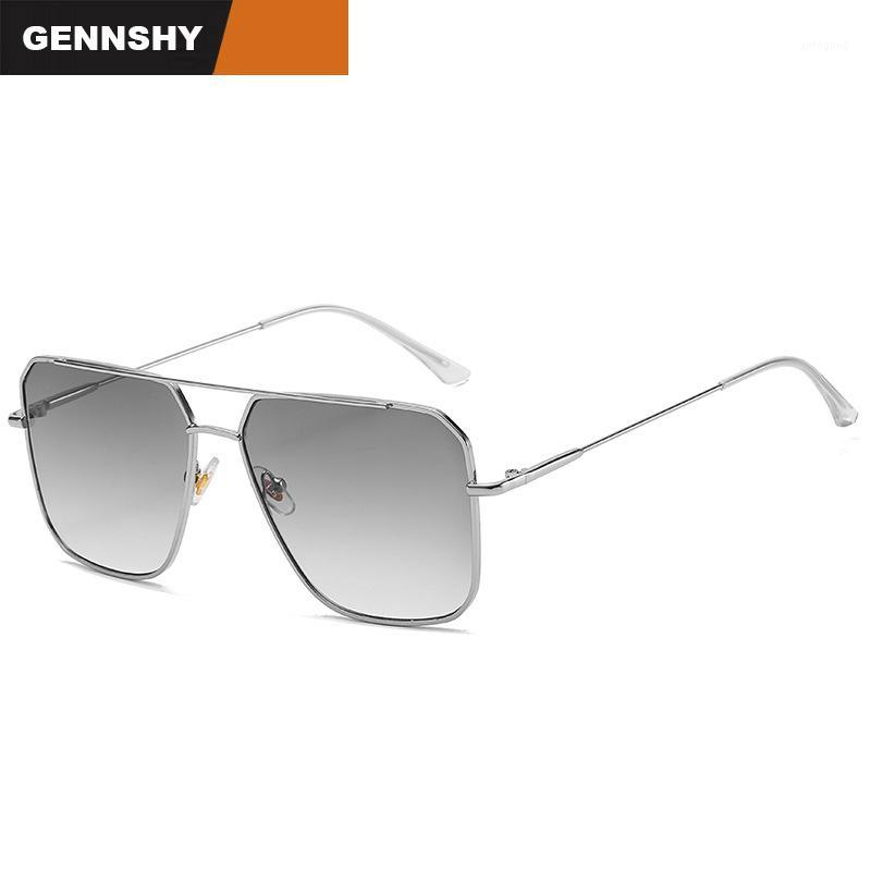 

Sunglasses 2021 Est Big Frame Double Bridge Men Oversize Metal Fashion Square Transparent Ocean Lenses Driving1