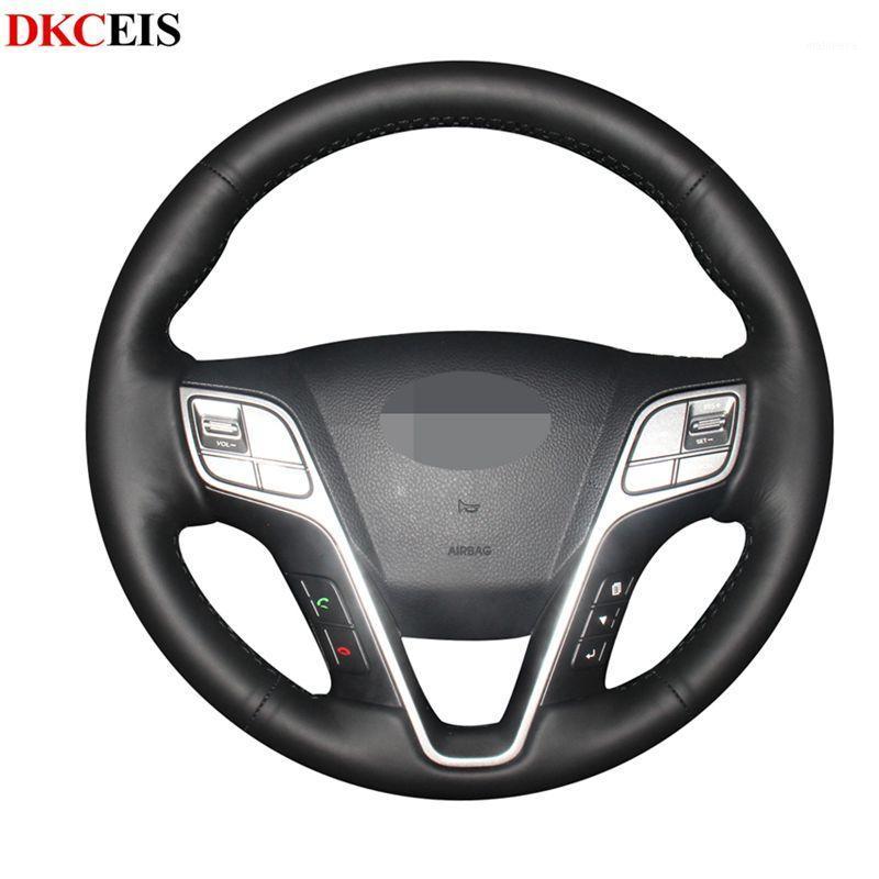 

DIY Hand-stitched Black Soft PU Leather Car Steering Wheel Covers Wrap for Santa Fe 2013-2020 ix45 2020 2020 2014 20131
