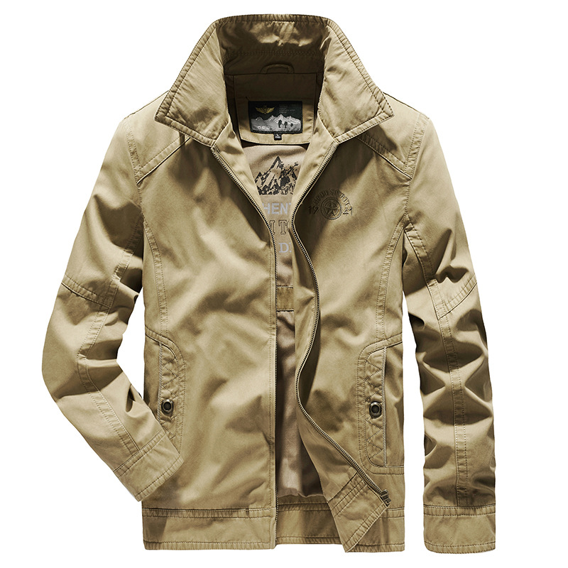 

Spring and Autumn Casual Men Jacket Lapel Loose Washed Cotton Large Size Outdoor, Black;brown