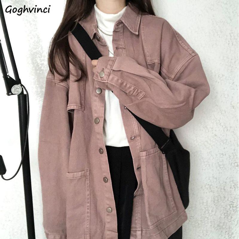 

Women Basic Jackets Solid Denim Loose Casual Coat Turn-down Collar Autumn Windbreaker Students Korean Style Vintage Chic Outwear, Blue-sleeveless
