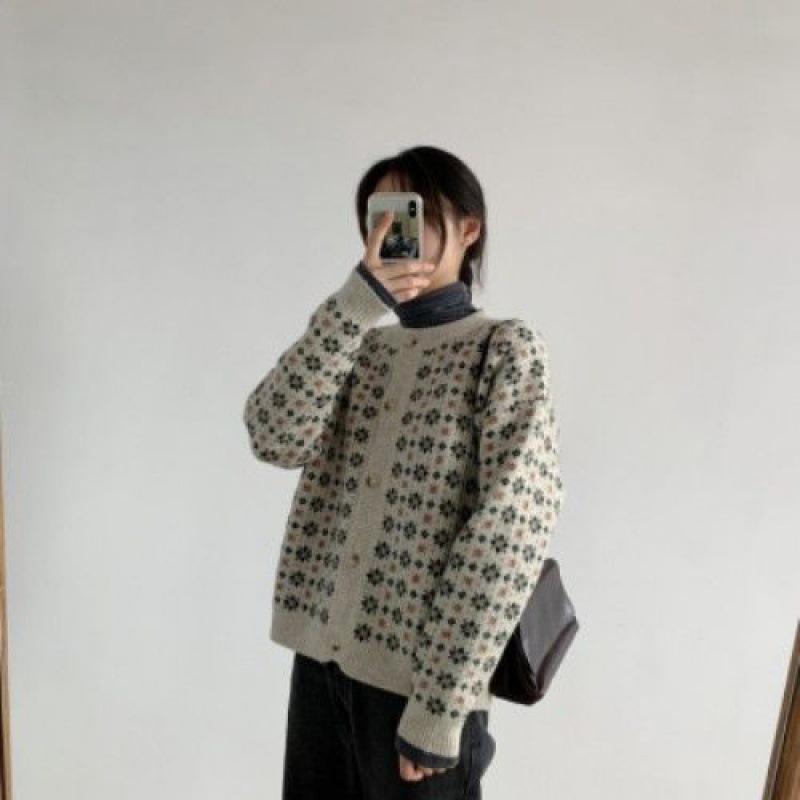 

Knitted Christmas Cardigan Cute Aesthetic Simple Loose Autumn Cardigan Long Sleeve Rebeca Punto Mujer Ladies Clothes DE50KS, Dark blue
