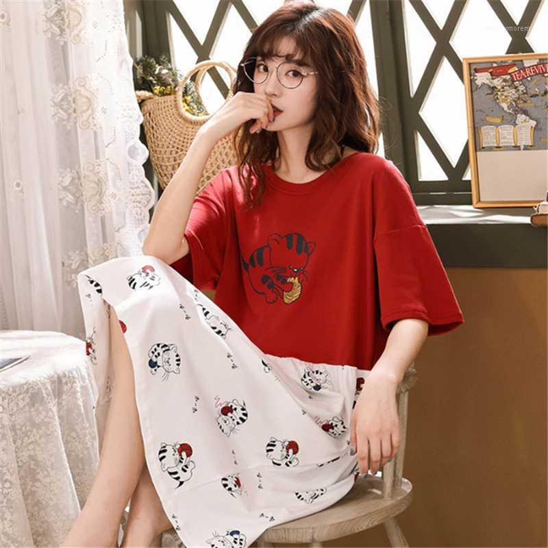 

Home service summer nightdress cartoon cute short-sleeved night dress loose large size soft fashion wild sleep dress pijamas1, Style 15