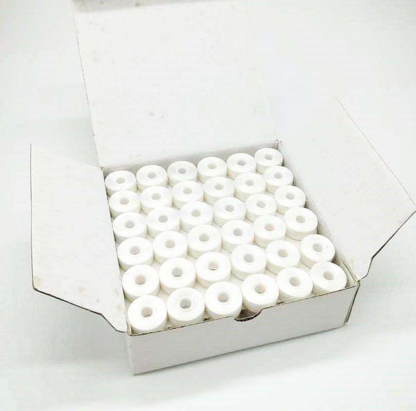 

White Color Sideless Type L 75D/2 144PCS/BOX for Embroidery Machine Pre-wound Bobbin Thread1