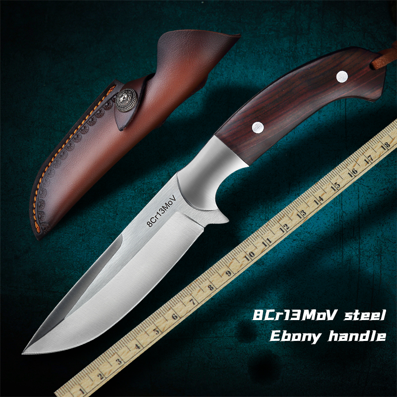 High Quality 8CR13Mov Steel Straight Knife Outdoor Camping Hunting Fishing Self Defense Multipurpose Knife EDC Tool-image-623729909