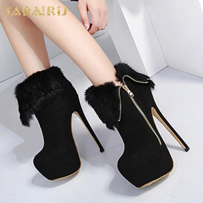 

Lapolaka 2020 New Fashion Add Fur Autumn Winter Boots Women Shoes Platform Zip Up Sexy Thin High Heels Fetish Boots Female1, Black