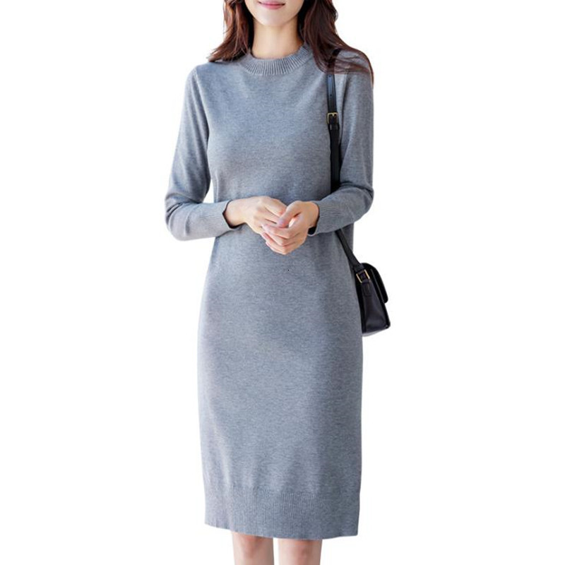 

Autumn Winter 2021 New Female Mesh Dress Medium Length Sweater 7pt9, Black