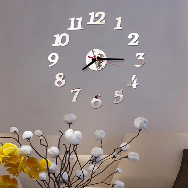 

3D Wall Clock Acrylic Mirror Surface Number Stickers Living Room Home Office Decor Mural Decals Art Quartz Needle Wall Clocks