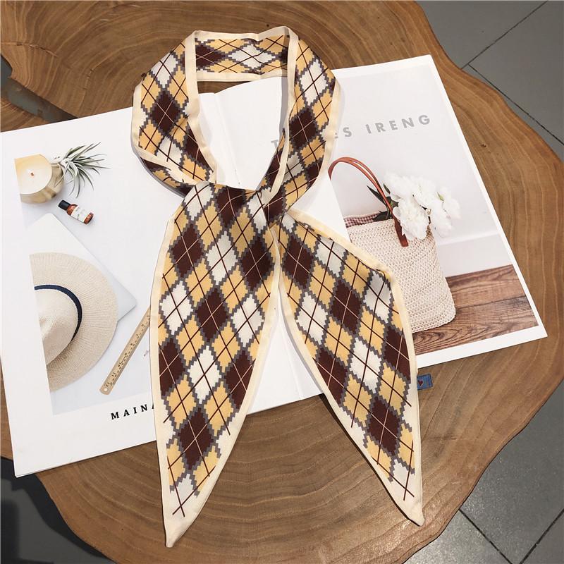 

Leaves Small Silk Neckerchief Original England Plaid INS Literature and Art Elegant Versatile Decoration Spring and Autumn