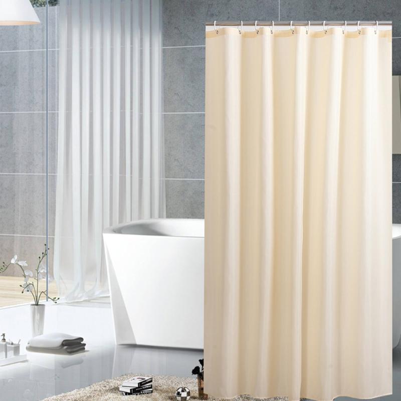 

Simple Waterproof Shower Curtain Solid Color Bathroom Curtain with 12 Plastic Hooks