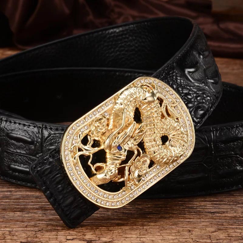 

2021 New High Quality Dragon Brand Designer Belts Luxury for Men Strap Male Smooth Buckle Waistband V76a, Black