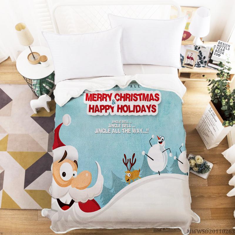 

Merry Christmas Santa Claus Design Blanket 3D Creative Blanket Fashionable Highend Bed Gift For Children Bedroom Decor
