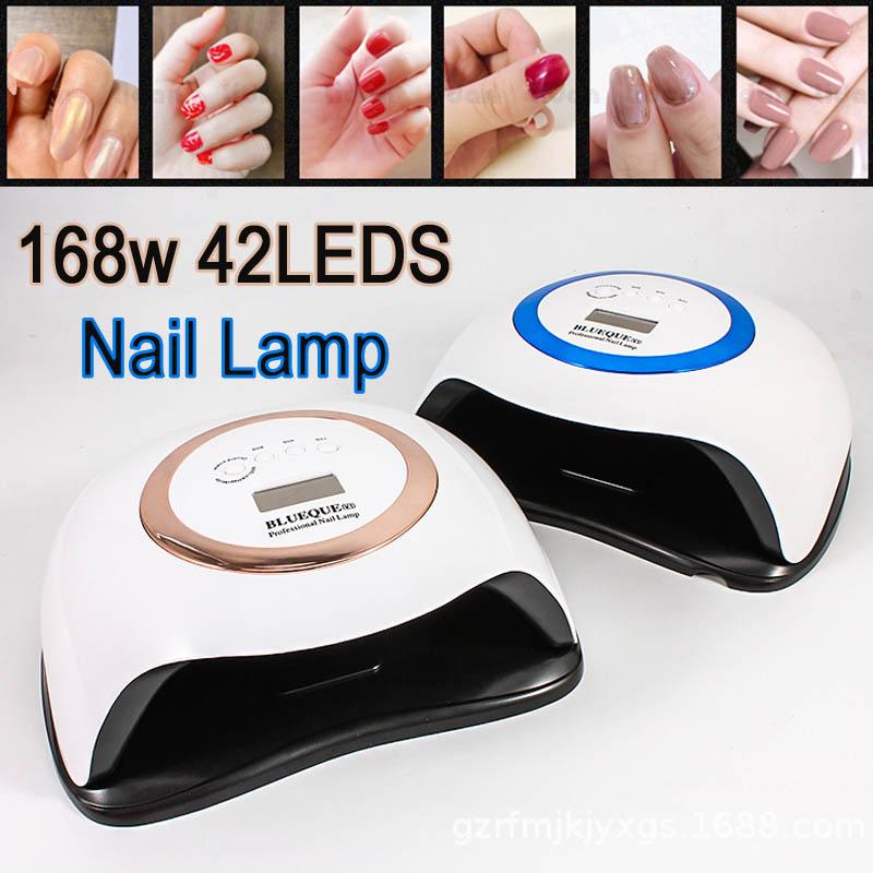 

168W Phototherapy Machine Uv Lamp Gel Nail Polish LED Lamp 42LEDS Nail Dryer Auto Sensor LCD Display Salon, Blue
