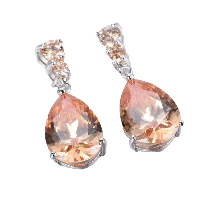 

Qianraq Water Droplets Zircon Earrings Multicolor Pendant Earrings Wild Dangle For Women Female Lady Gift Party Jewerly