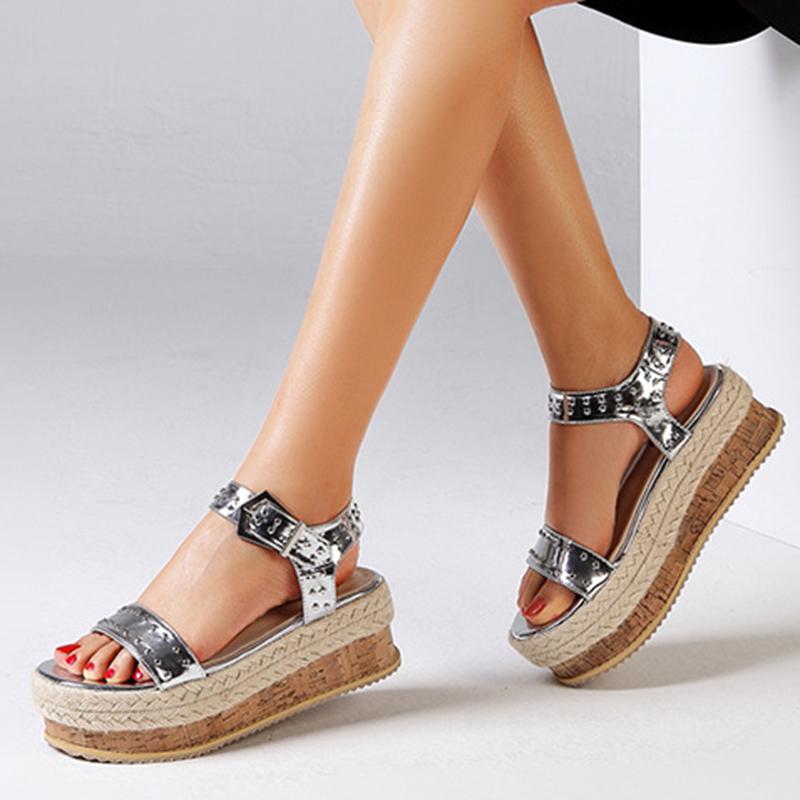 

Women shoes Roman platform wedge high heel dress sandals silver large 35-42 sexy summer ladies sandals high heels