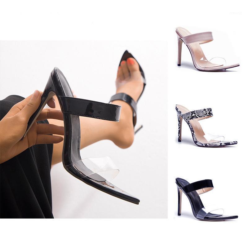 

Women's Summer Sandals Ladies Sexy Pointed Toe Women Snake Transparent Plus Size Thin Heels Woman Shoes New Fashion 20211, Black