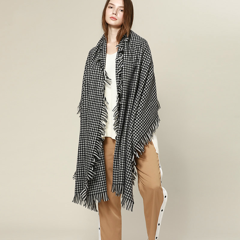 

Solid love Elements Classic Houndstooth Cachecol Xale From Female Scarf Wool Dual Purpose Grand Hot Spent Spring and Winter