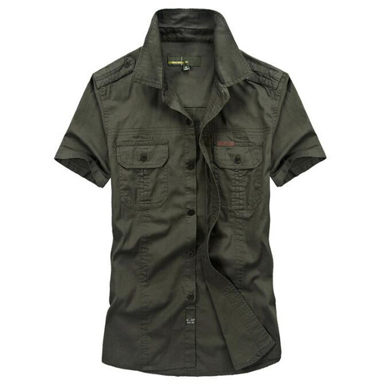 

2021 New Summer Men's Short Sleeve Shirts Breathing Cotton Chemise Homme Loose Army Shirt Blue Khaki Plus Size 5xl E1x8