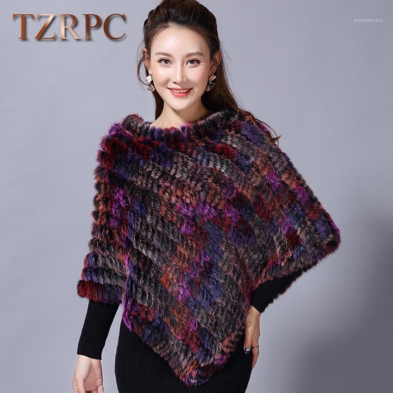 

Wholesale- Winter Ladies' Genuine 100% Real Knitted Fur Poncho WomenKnitted Natural Fur Shawl Fashion Fur Cape Shawl Genuine1