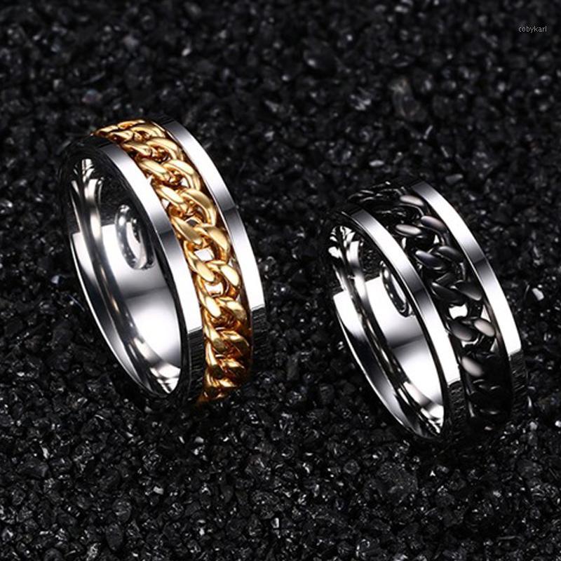 

Punk Gold Ring Charm Men Titanium Steel Chain Beer Bottle Opener Accessories Stainless Steel Rings Rotating Web Friend Gift1