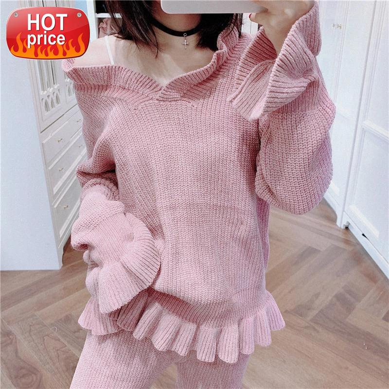 

Autumn Winter Pajamas for Teenagers Loose 2020 Korean Fashion Kawaii Pyjamas Women Plus Size Sleepwear Long Sleeves Home Clothes #zT55, Black;white