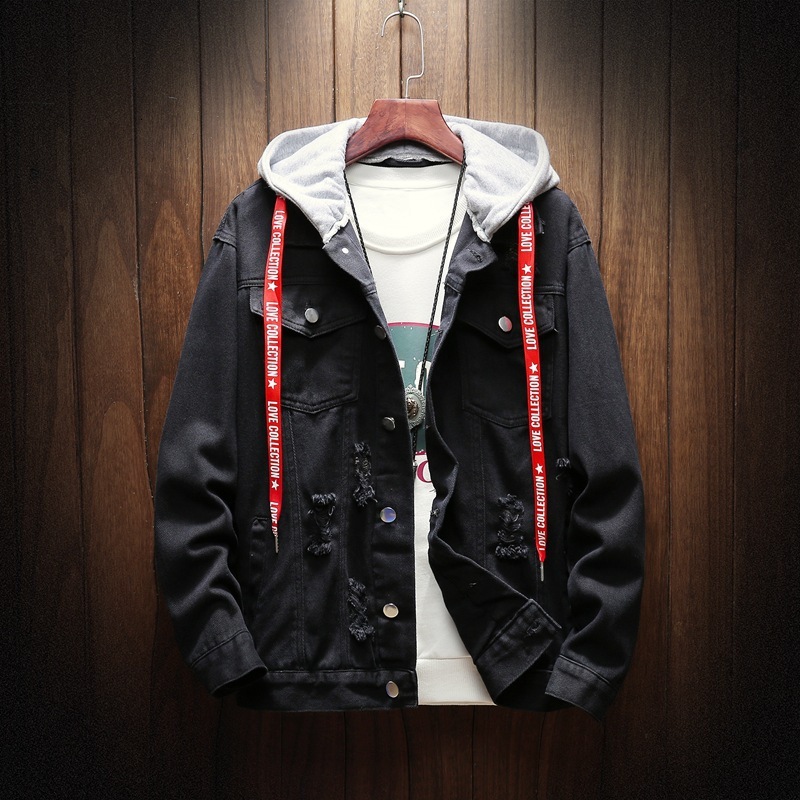

2021 Hot High Quality Men's Autumn Casual Vintage Wash Distressed Denim Top Blouse Winter Jacket Coat New Y90u, Pink