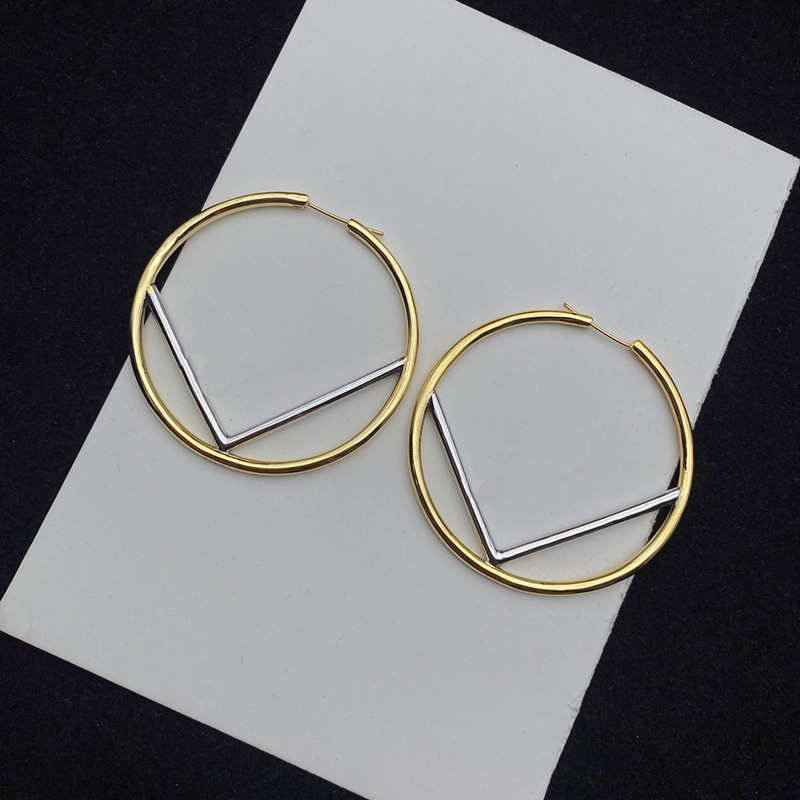

2022 Hoop Earring Designer Earrings For Womens Jewelry Luxury Fashion Big Circle Stud Letter F Studs Women Party Wedding Hoops 2203013WU