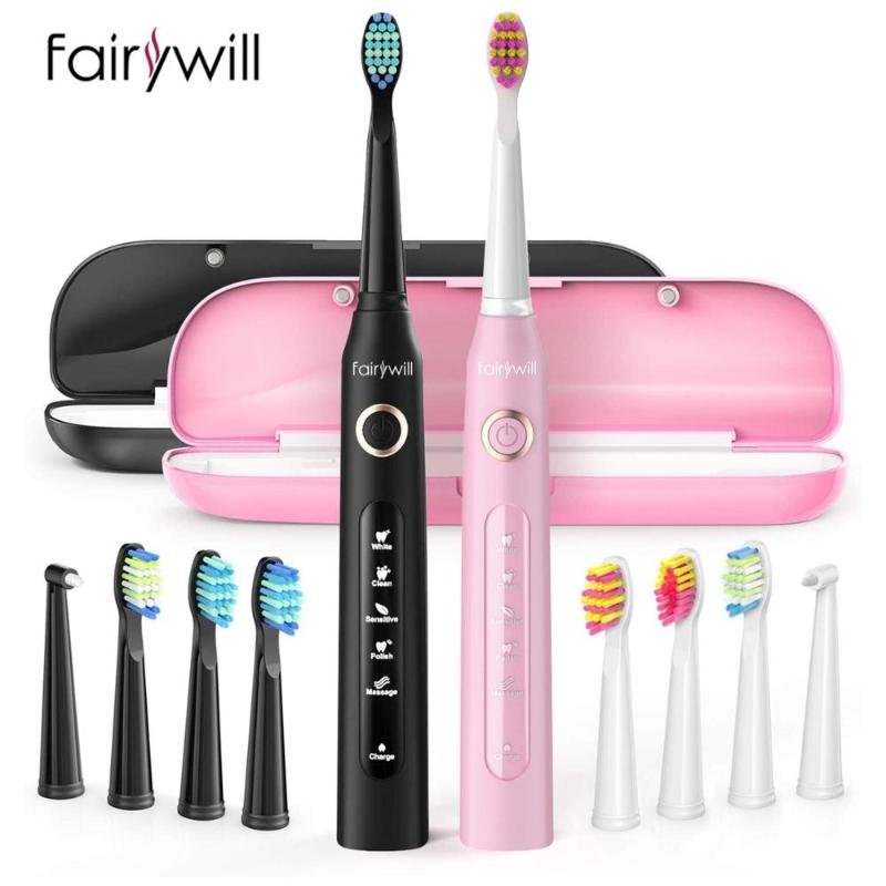 

Fairywill Sonic Electric Toothbrush Powerful Cleaning USB Rechargeable Timer Replacement Head Washable Whitening Brush For Adult